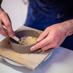 Vicky Lindo and Bill Brookes at work in their studio 2020